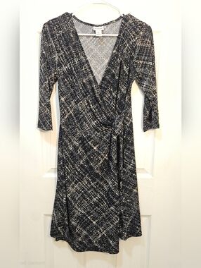 Motherhood Black and White Faux-Wrap Dress